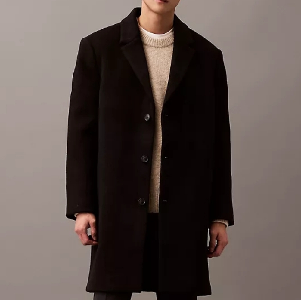 Calvin Klein Wool Cashmere Blend Topcoat Minimalist Luxury Overcoat Men's 46R